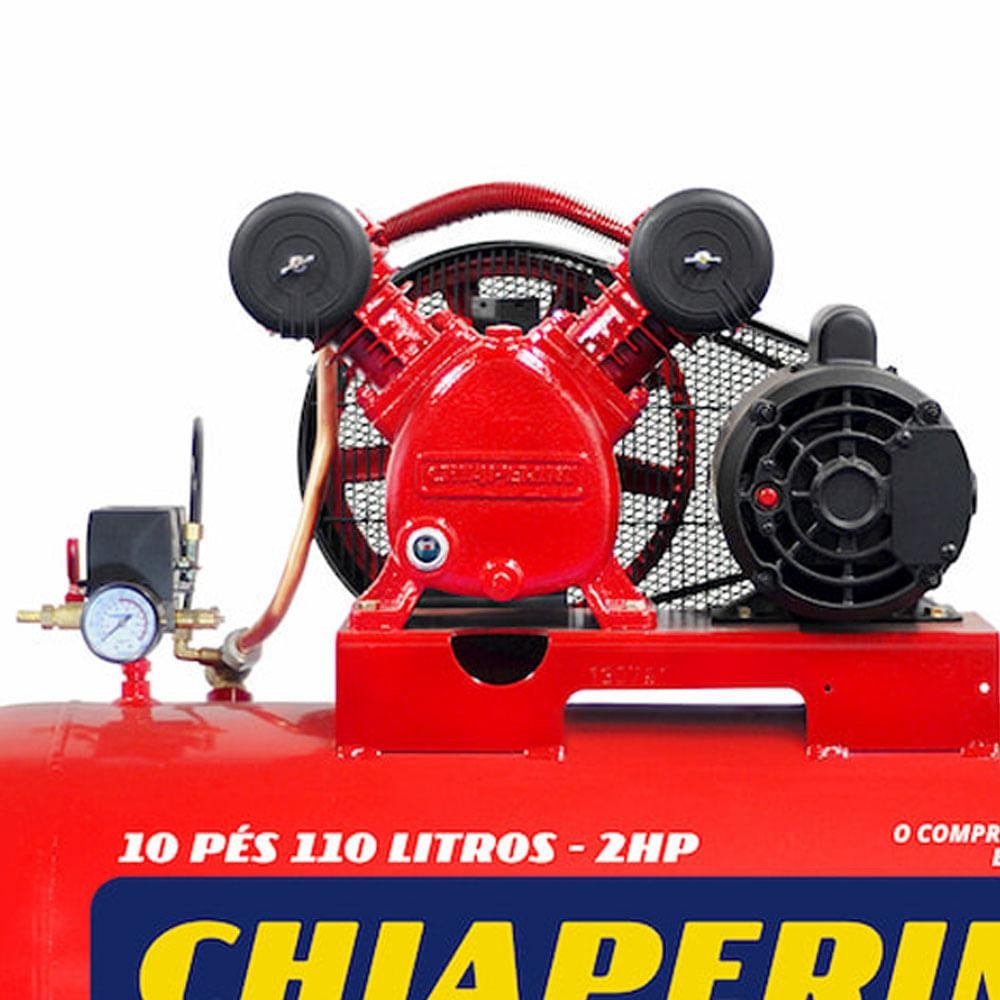 Compressor 10 Pes 110 Litros 140 Libras 2HP Monofásico Red - 19195 - Chiaperini - Imagem zoom
