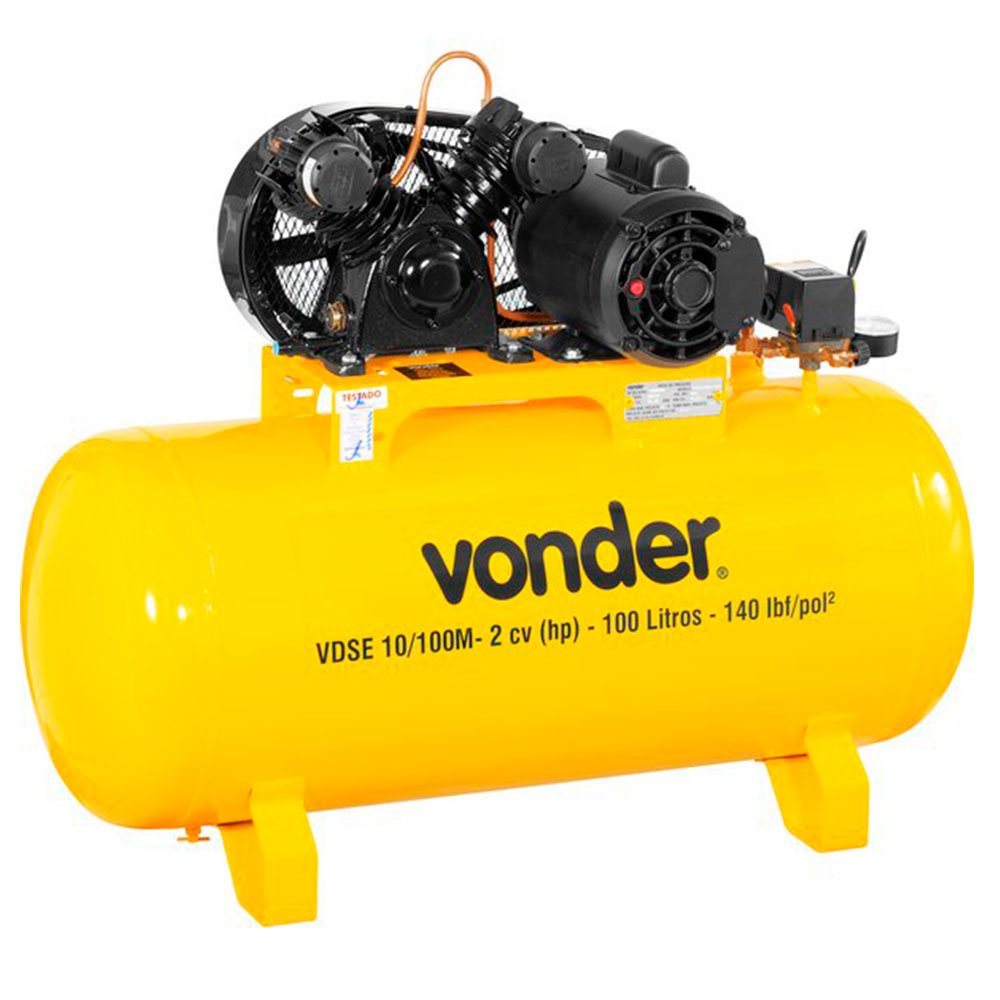 Compressor de Ar VDSE 2CV 10 Pés 100 Litros Monofásico 110/220V-VONDER-68.29.610.122
