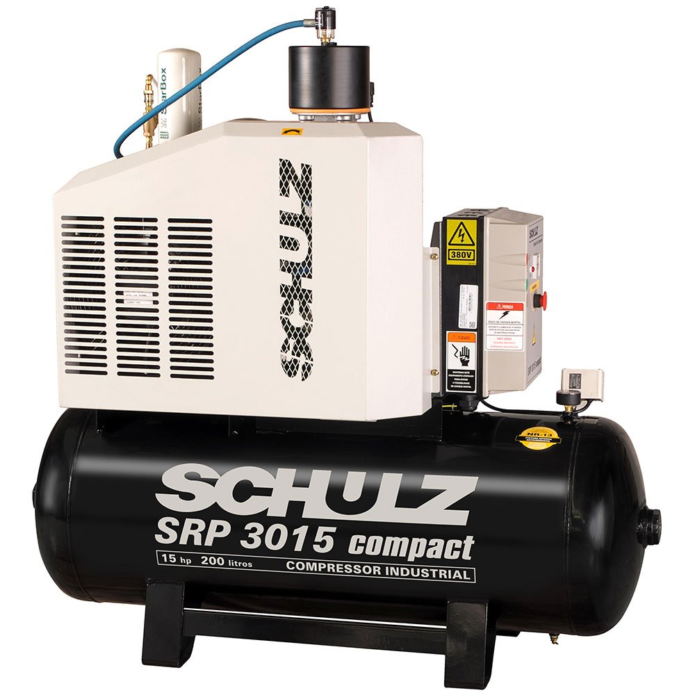 Compressor de Ar Rotativo de Parafuso SRP 3015 Compact III 15HP 9Bar 200L 220V-SCHULZ-970.3895-0