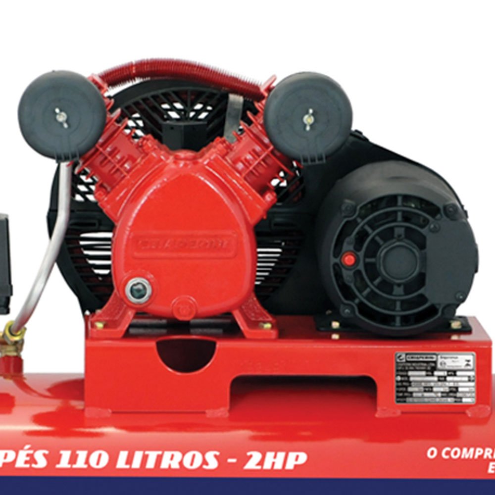 Compressor de Ar Média Pressão Red 10 Pés 140PSI 2HP 110 Litros Trifásico 220/380V - Imagem zoom
