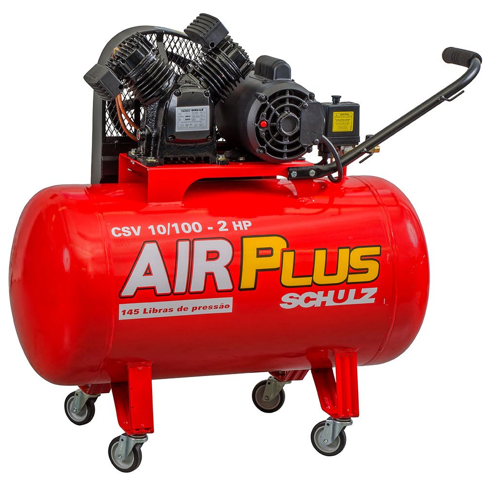 Compressor Air Plus 10 Pés 100L 2HP 140PSI 220V Monofásico com 4 Rodas-SCHULZ-CSV10/100M