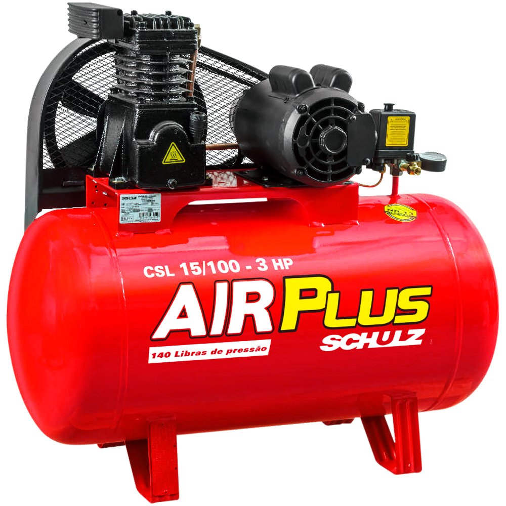 Compressor Air Plus 3HP 15 Pés 100L 140PSI 110/220V Monofásico-SCHULZ-CSL15/100L