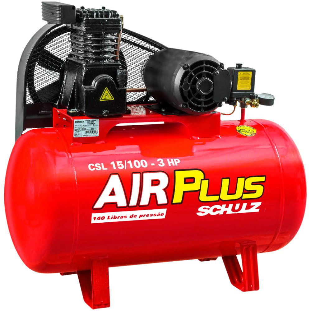Compressor Air Plus 3HP 15 Pés 100L 140PSI 220/380V Trifásico-SCHULZ-CSL15/100L