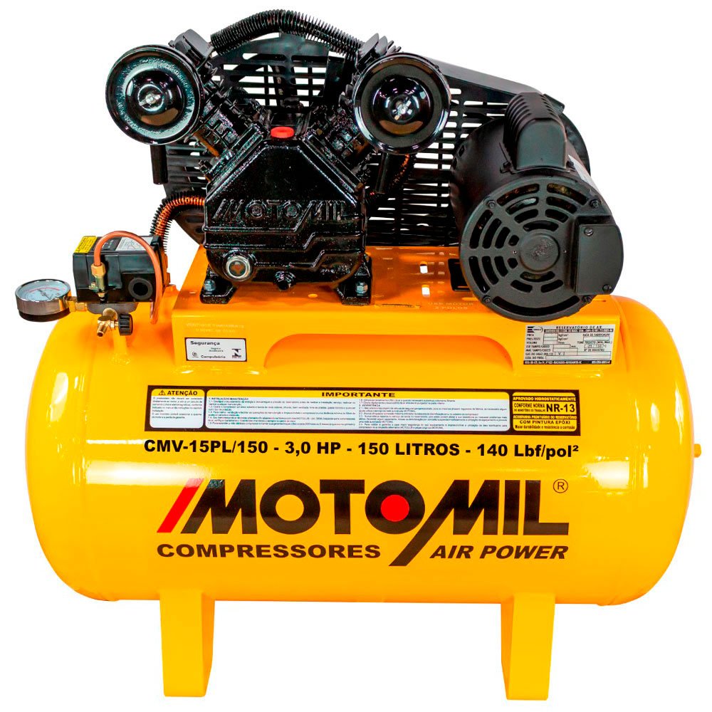 Compressor Air Power 15 Pés 3HP 150 Litros Mono 110/220V-MOTOMIL-CMV-15PL/150