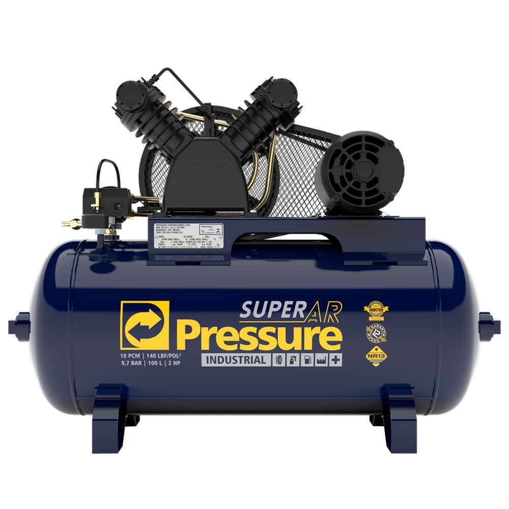 Compressor de Ar 10 Pés 140 PSI 100 Litros  220/380V Trifásico - Imagem zoom