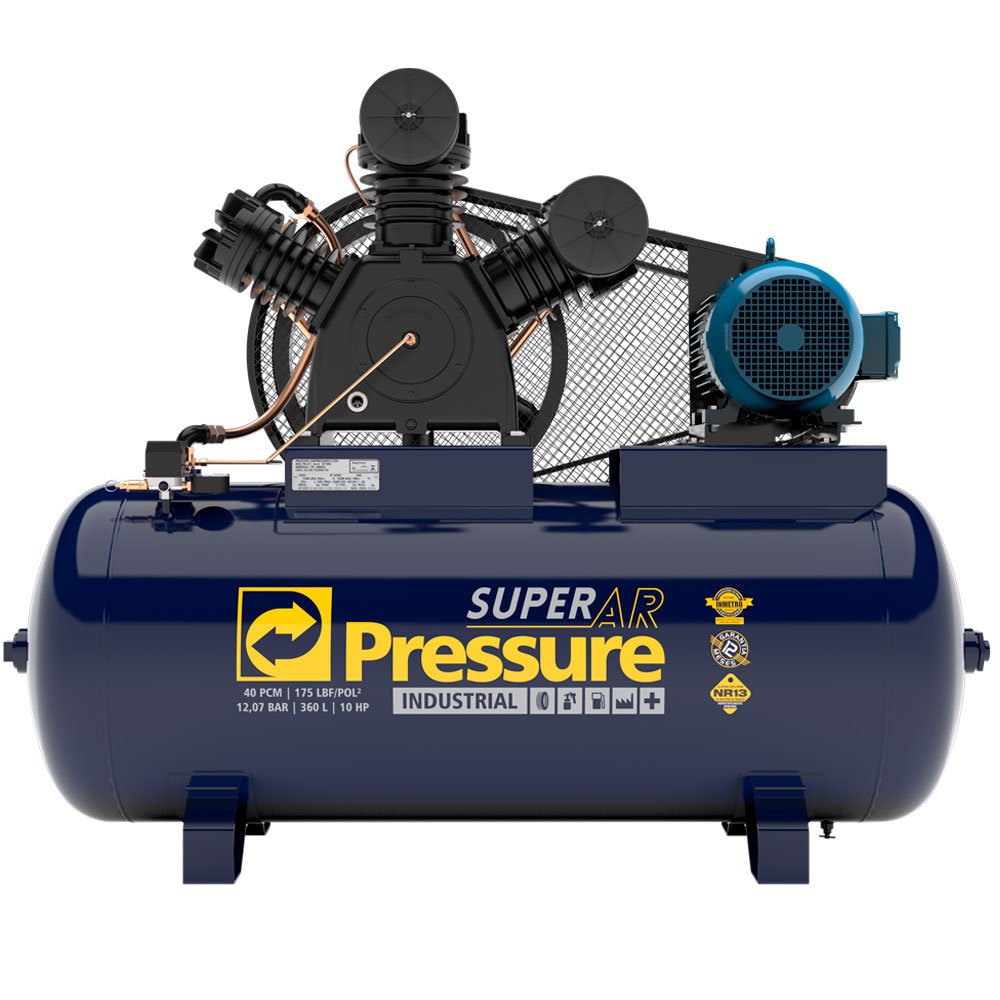 Compressor de Ar Super Ar 40 Pés 10HP 360L 220/ 380V Trifásico-PRESSURE-8975701083