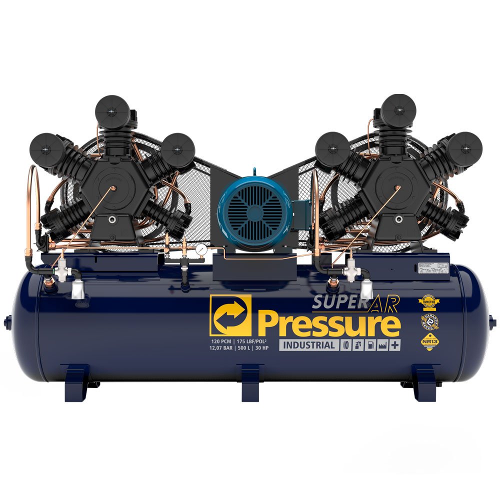 Compressor de Ar 120 Pés 175 PSI 500 Litros Trifásico IP55 380/660V-PRESSURE-8975701108