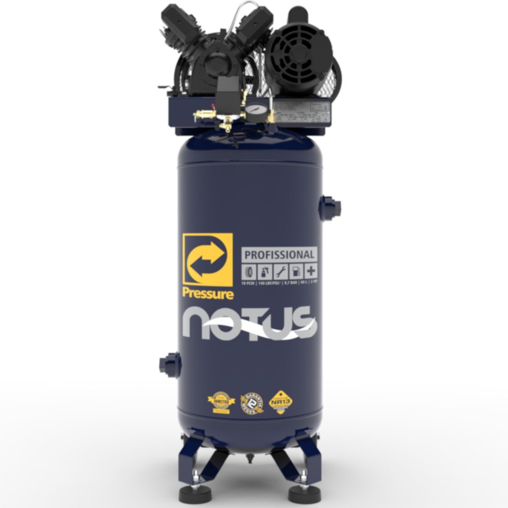 Compressor Vertical de Ar Notus 10 Pés 80 L 2 HP 127/220V Trifásico-PRESSURE-8975701023