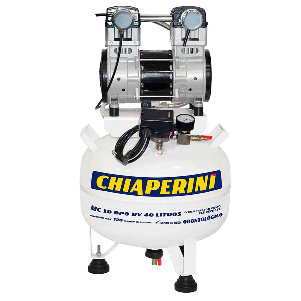 Motocompressor Odontológico 2HP 10 Pés 40 litros Isento de Óleo 220V-CHIAPERINI-10BPO-RCV