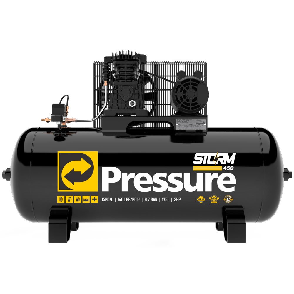 Compressor de Ar Storm 450 Monofásico 15 Pés 175 Litros 110/220V-PRESSURE-8975703012