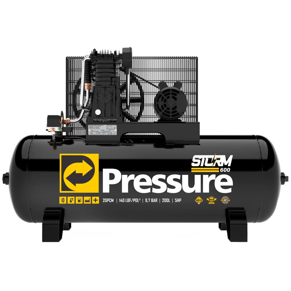 Compressor de Ar Storm 600 Trifásico 20 Pés 200 Litros 220/380V-PRESSURE-8975703015
