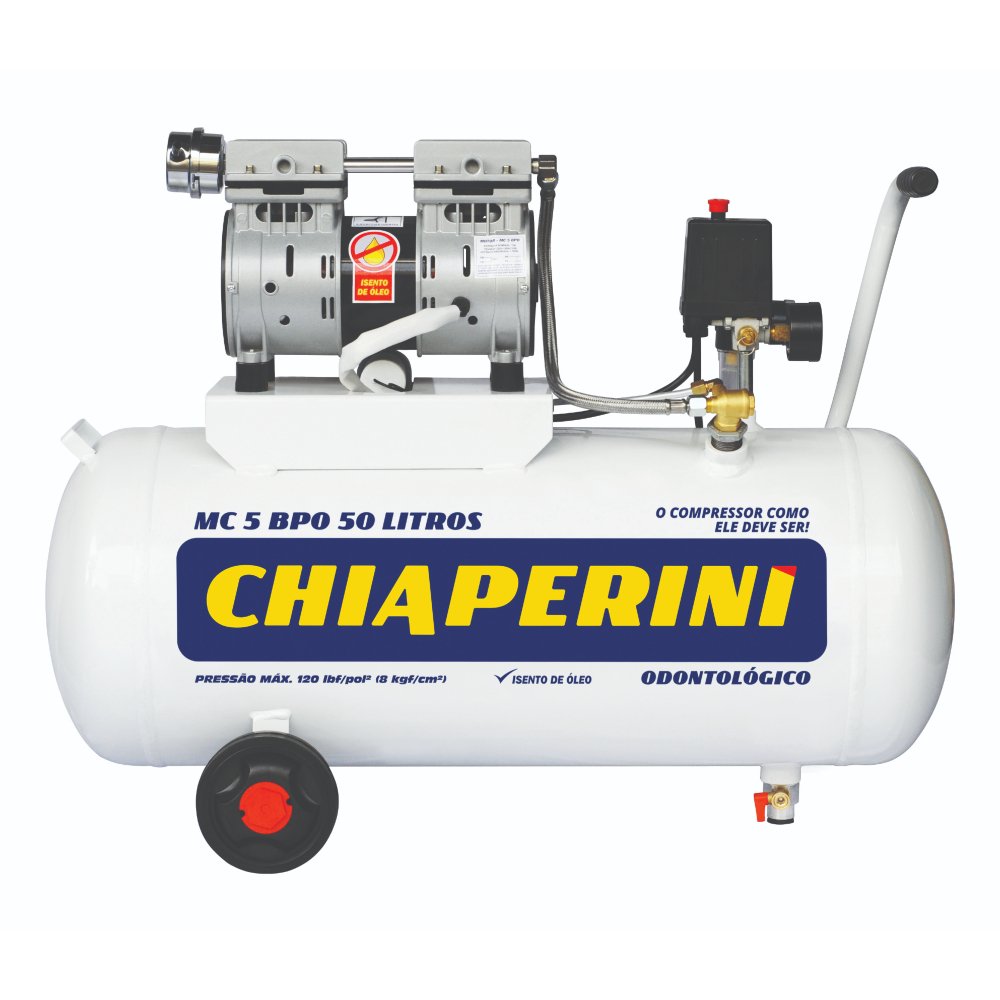 Motocompressor Odontológico 1HP 5 Pés 50 Litros 110V Isento de Óleo-CHIAPERINI-5-BPO-RCH
