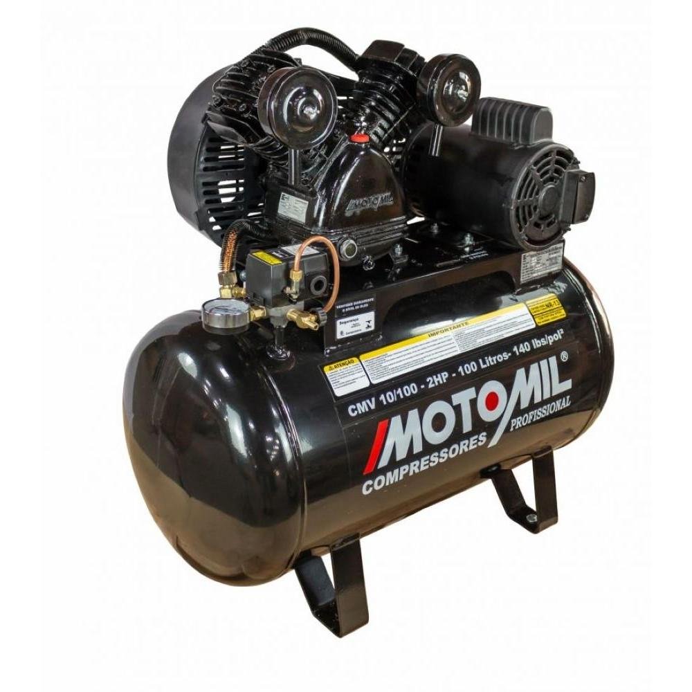 Compressor 140lbs 2HP Monofásico 110/220V 100L CMV-10/100 Motomil-Motomil-324678