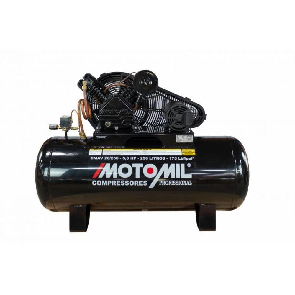 Compressor 175lbs 5HP Trifásico 220/380V CMAV-20/250 Motomil - Imagem zoom