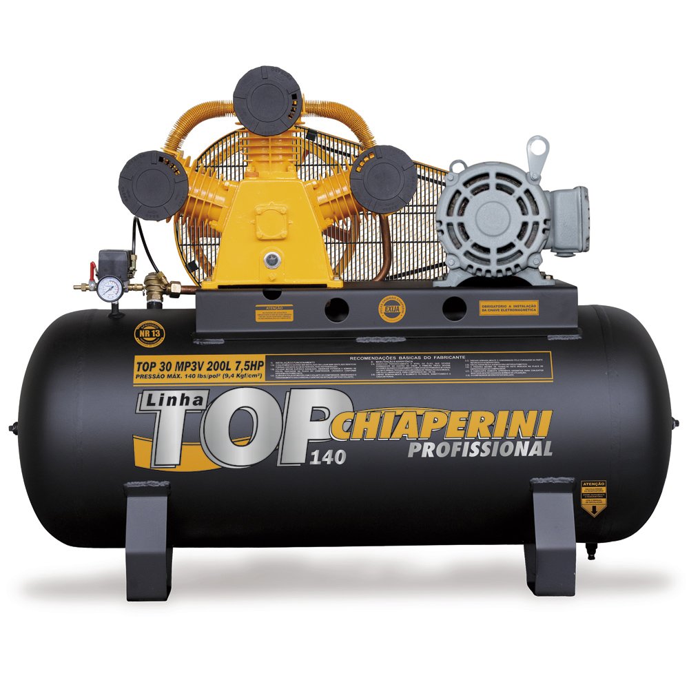 Compressor de Ar 30 PCM 7,5HP 200 Litros Trifásico-CHIAPERINI-TOP30MPV200LT