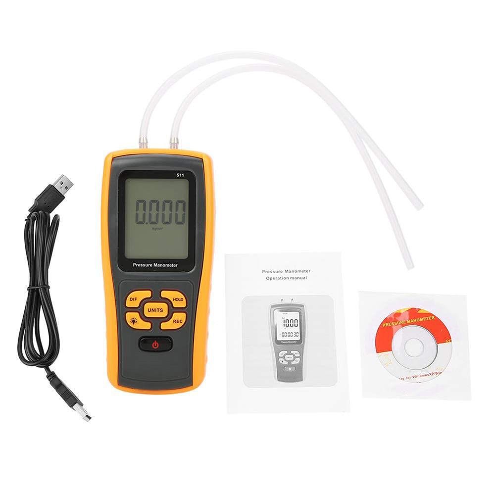 Manômetro de pressão diferencial 0-100 mbar com saída de dados via USB kit de mangueiras Novotest.br GM511 - Imagem zoom