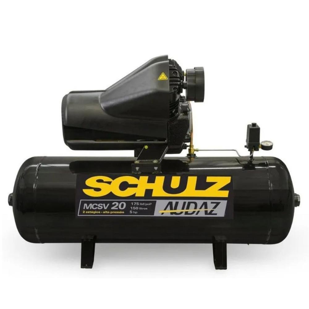 Motocompressor De Ar Schulz - Mcsv 20/150 Audaz - 20 Pes 150 Litros 175 Libras 220/380v Trif - Imagem zoom