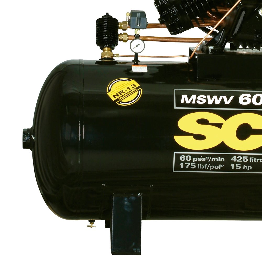 Compressor de Ar 60 Pés 425 Litros com Motor Aberto Trifásico 220/380V - Imagem zoom