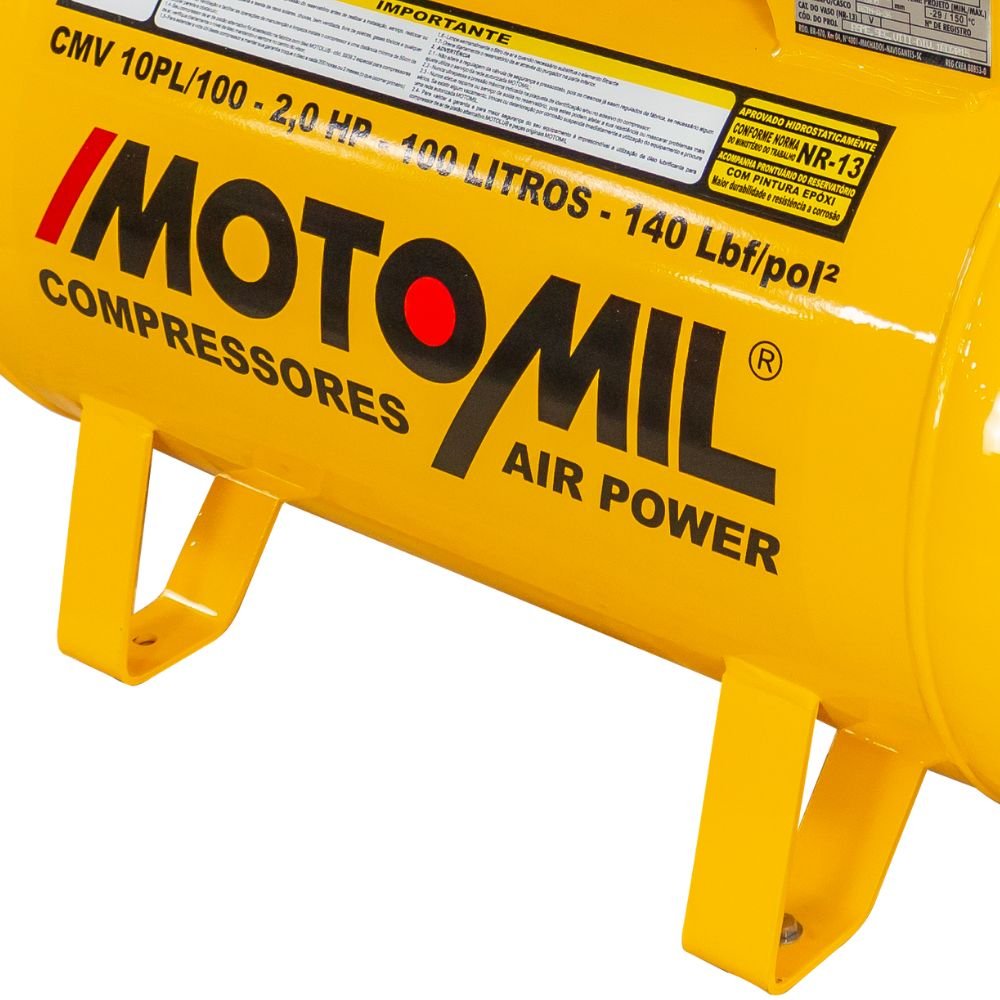 Compressor de Ar Monofásico 2HP 60HZ até 10 Pés 100L   - Imagem