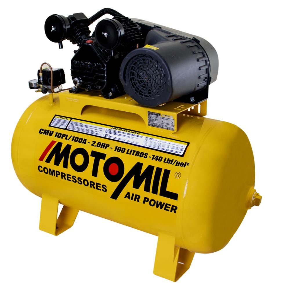 Compressor de Ar Monofásico 2HP 60HZ até 10 Pés 100L   - Imagem