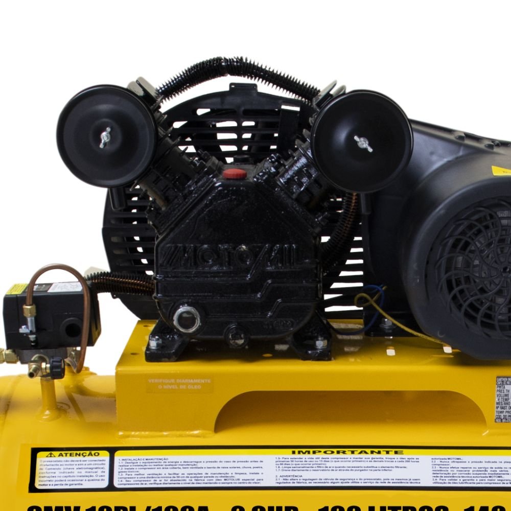 Compressor de Ar Monofásico 2HP 60HZ até 10 Pés 100L   - Imagem