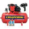 Compressor de Ar Média Pressão Red 10 Pés 140PSI 2HP 110 Litros Trifásico + Chave Parafusadeira de Impacto Pneumática de 1/2 Pol. + 2 Óleos  - Imagem 1