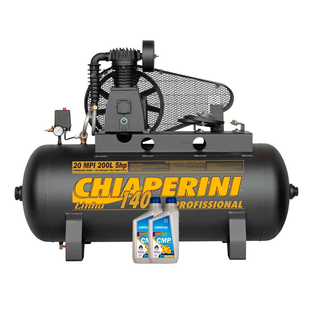 Compressor de Ar Média Pressão 20MPI 20 Pés 200L 140PSI sem Motor + 2 Óleos Lubrificante VG 150 AW - Imagem zoom