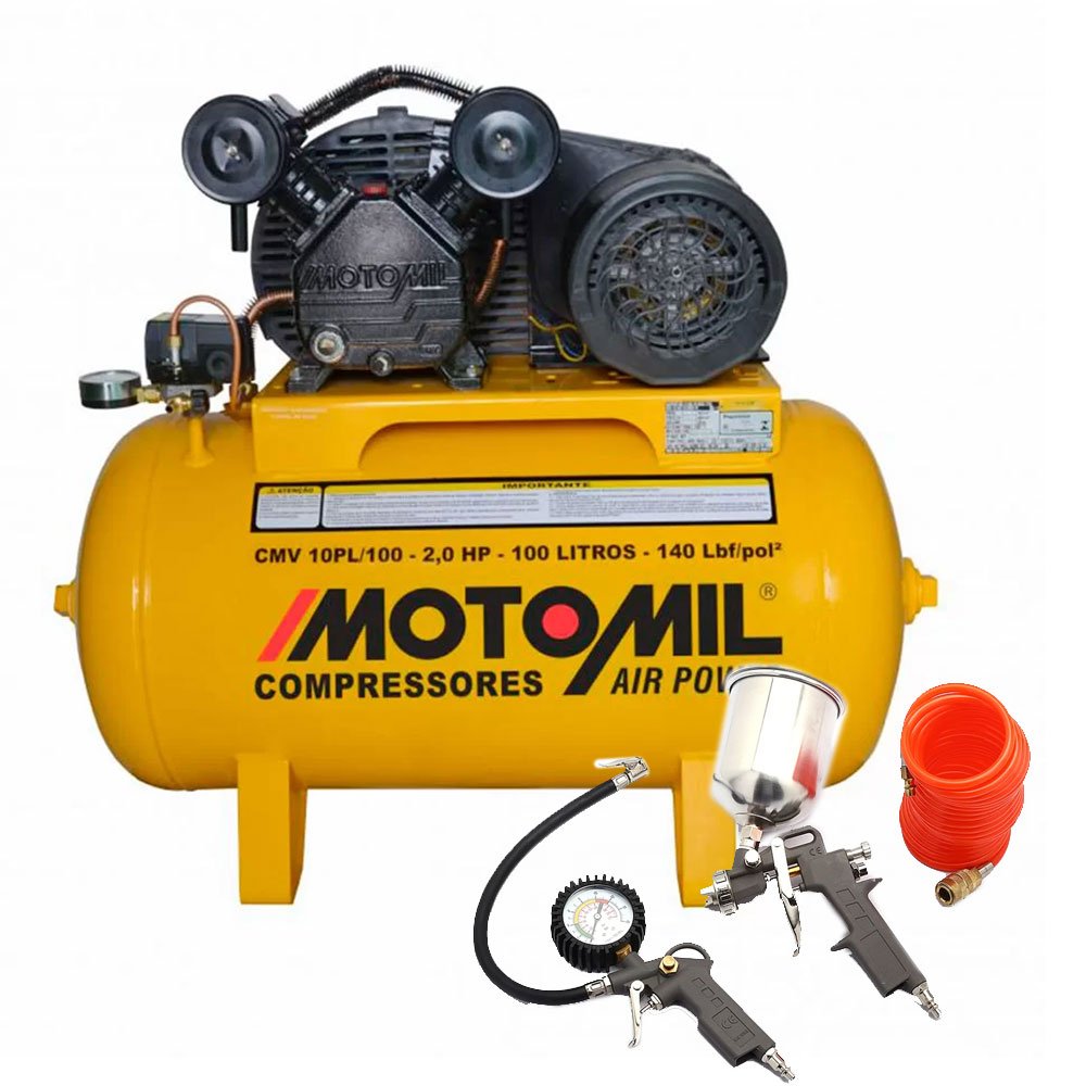 Compressor de Ar Monofásico 2HP 60HZ até 10 Pés 127V + Kit de Pintura com 4 Peças - Imagem zoom