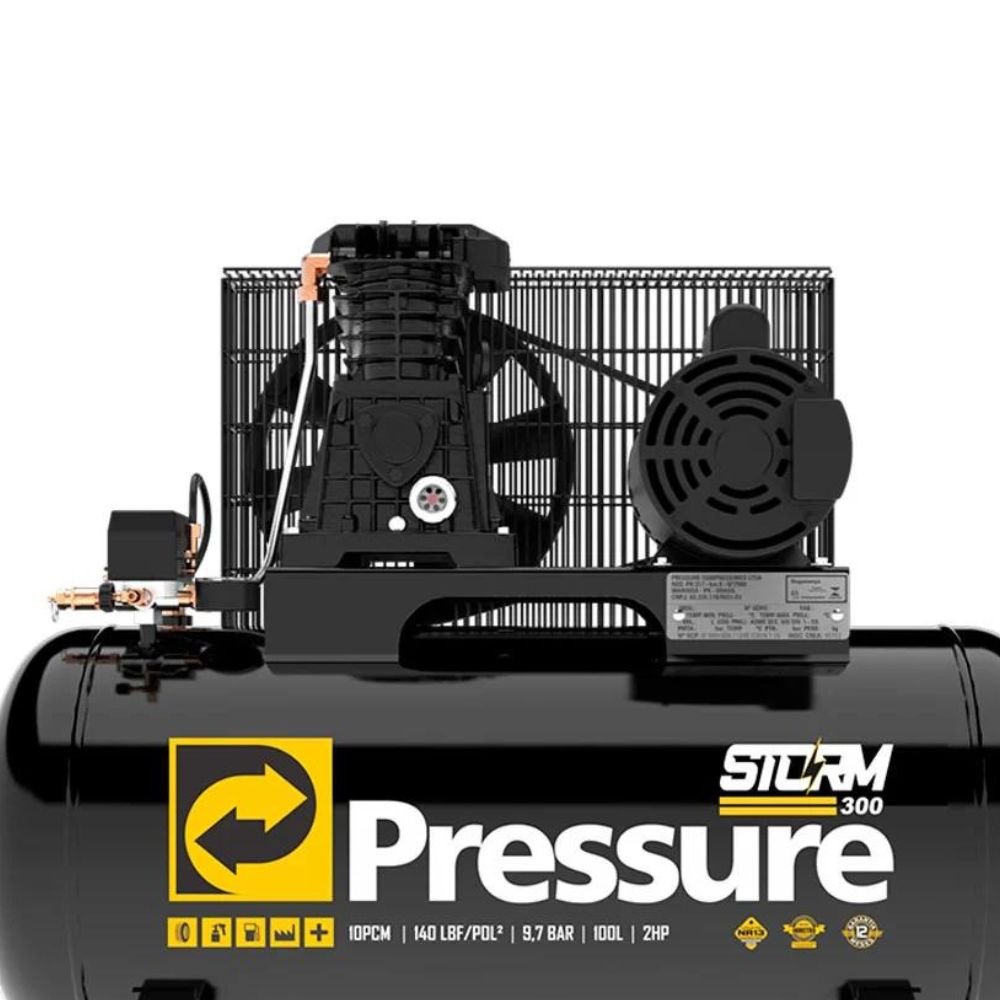 CHIARELI - Compressor Ar Pressure STORM 300 10 PCM 140psi 100 litros 2Hp  Monofasico