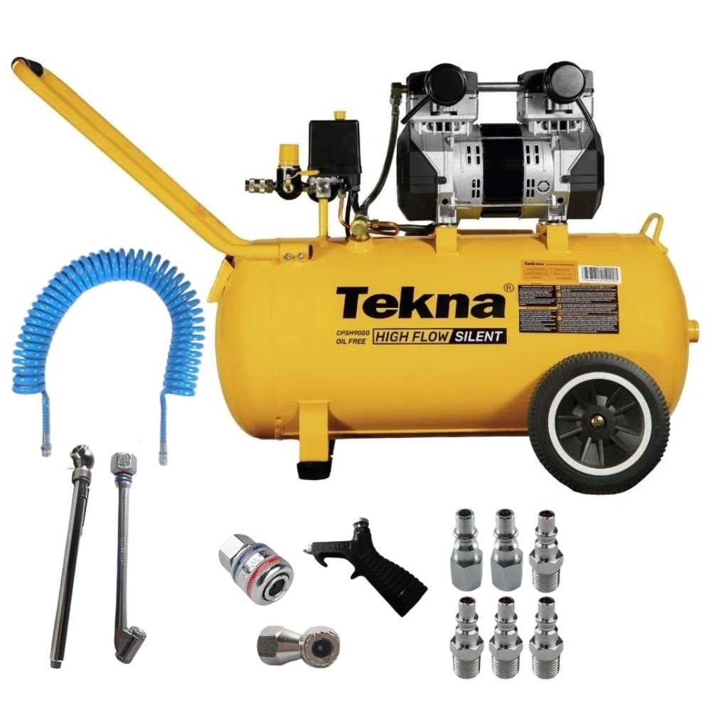 Compressor de Ar Isento de Óleo CPSH9050-2C 9,1PCM 50L 2,5HP  + Kit Ferramentas Pneumáticas 13 Peças Schweers - Imagem zoom