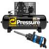 Compressor de Ar Storm 600 Alta Pressão Industrial 20 Pés 200 Litros 220/380V + Chave Parafusadeira de Impacto 1 Pol.  Maleta e 4 Soquetes FORTG Pro - Imagem 1