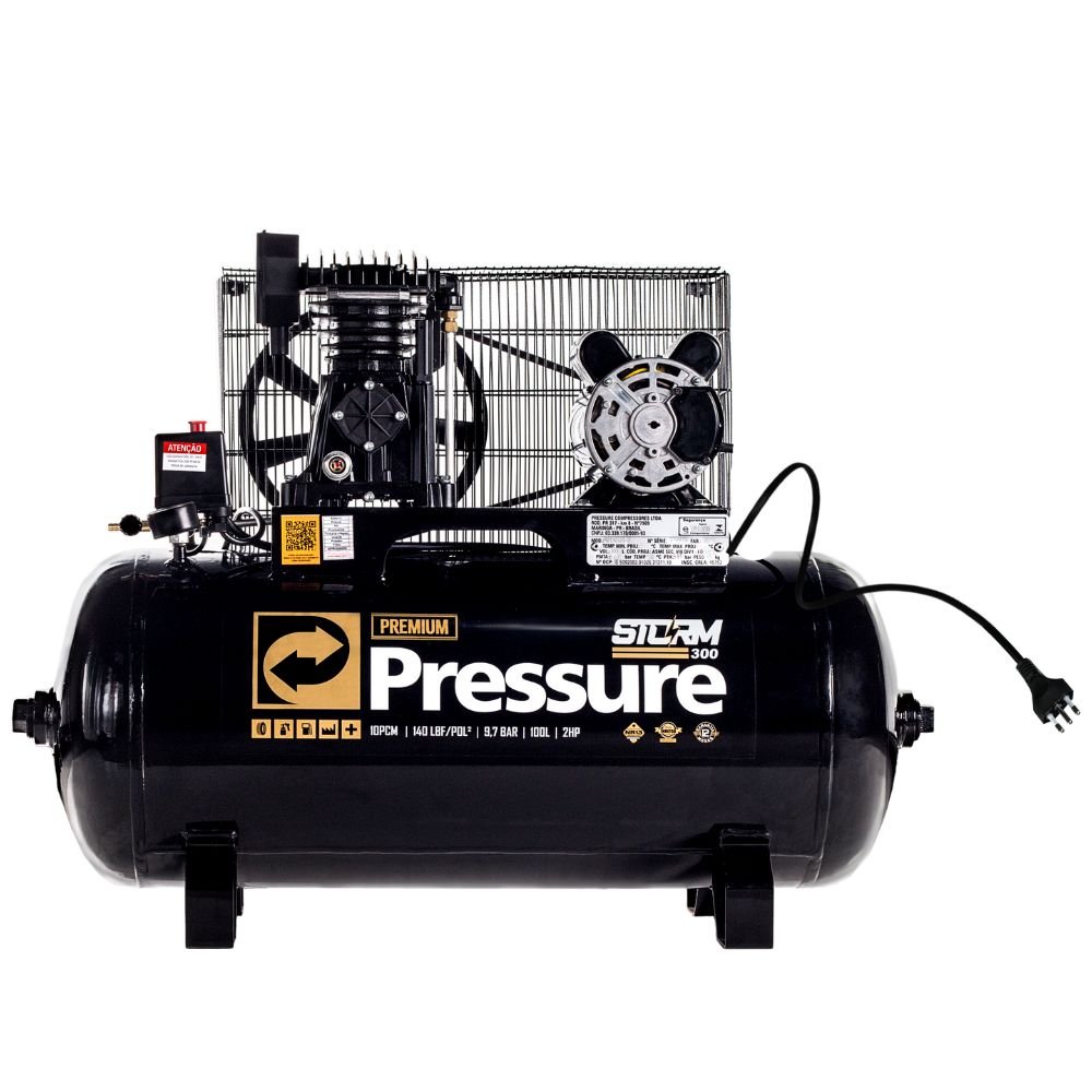 Compressor de Ar 10 Pés 100 Litros 2HP Storm 300 Premium 127V - Imagem zoom