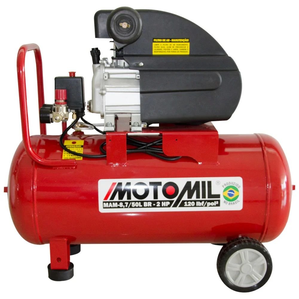 Motocompressor de Ar 8,7 pés 2HP 50 Litros  + Grampeador Pneumático - Imagem