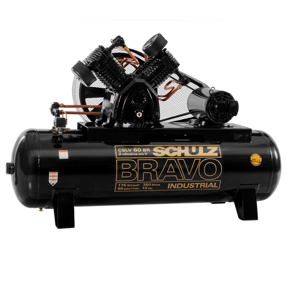 Compressor de Ar Bravo 60 Pés 350 Litros 220/380 V-SCHULZ-CSLV60BR/350