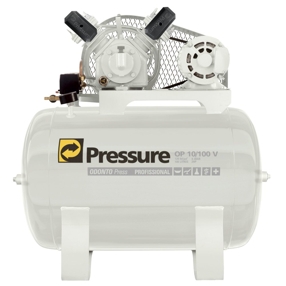 Compressor Odontológico Monofásico 10Pés 100 Litros Bivolt-PRESSURE-OP10100V