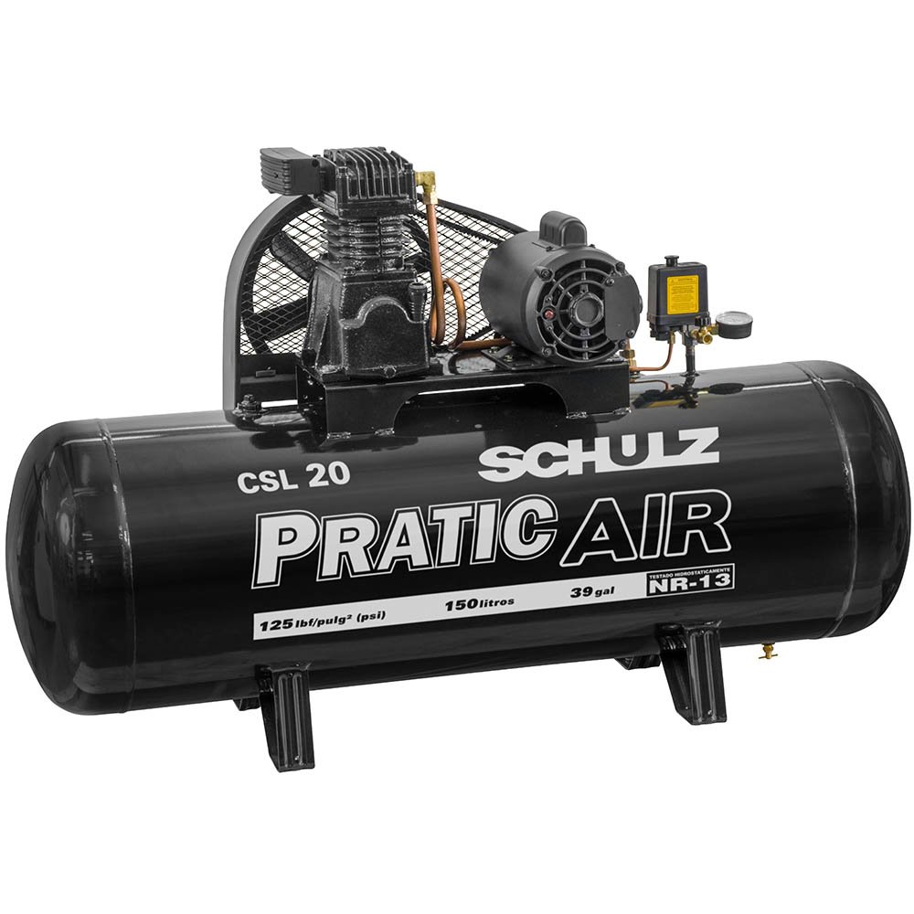 Compressor de Ar Pratic Air CSL 20/150 Monofásico 220V-SCHULZ-921.3536-0