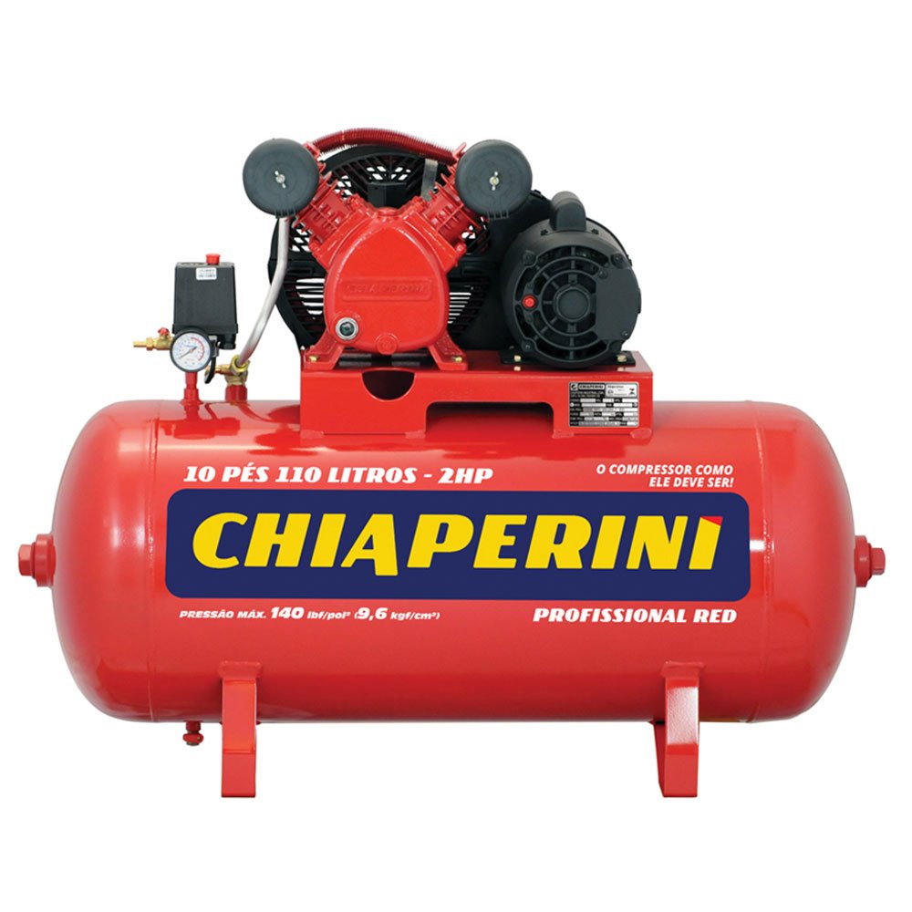 Compressor de Ar 10PCM Monofásico 110 Litros Bivolt-CHIAPERINI-10/110RED