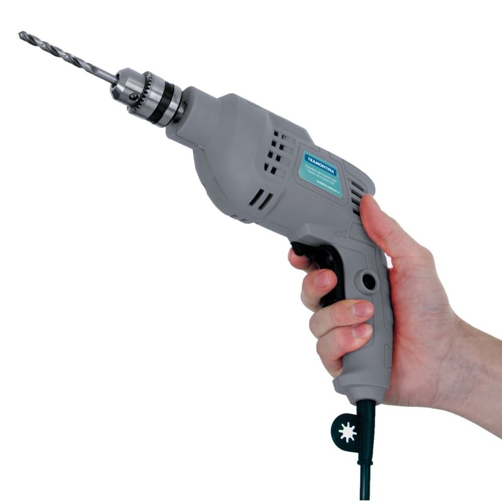 Furadeira de Impacto Vel. Variável e Reversível 3/8Pol. 500W 110V com Jogo de Brocas Tramontina-F500JB - Imagem