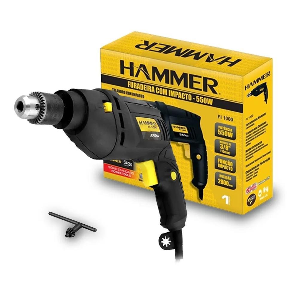 Furadeira de Impacto Hammer 10mm 3/8 550W HAMMER-GYFI1000 - 110v-HAMMER-281746