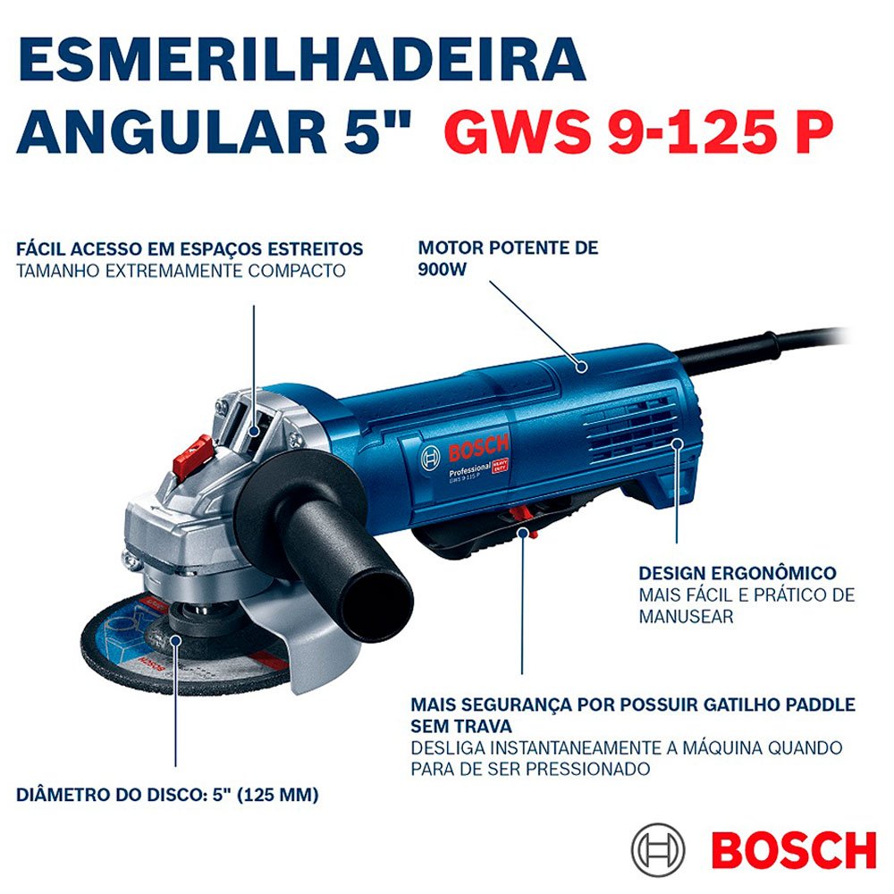 Mini Pulidora angular Bosch GWS 9-125 S 900W 110V