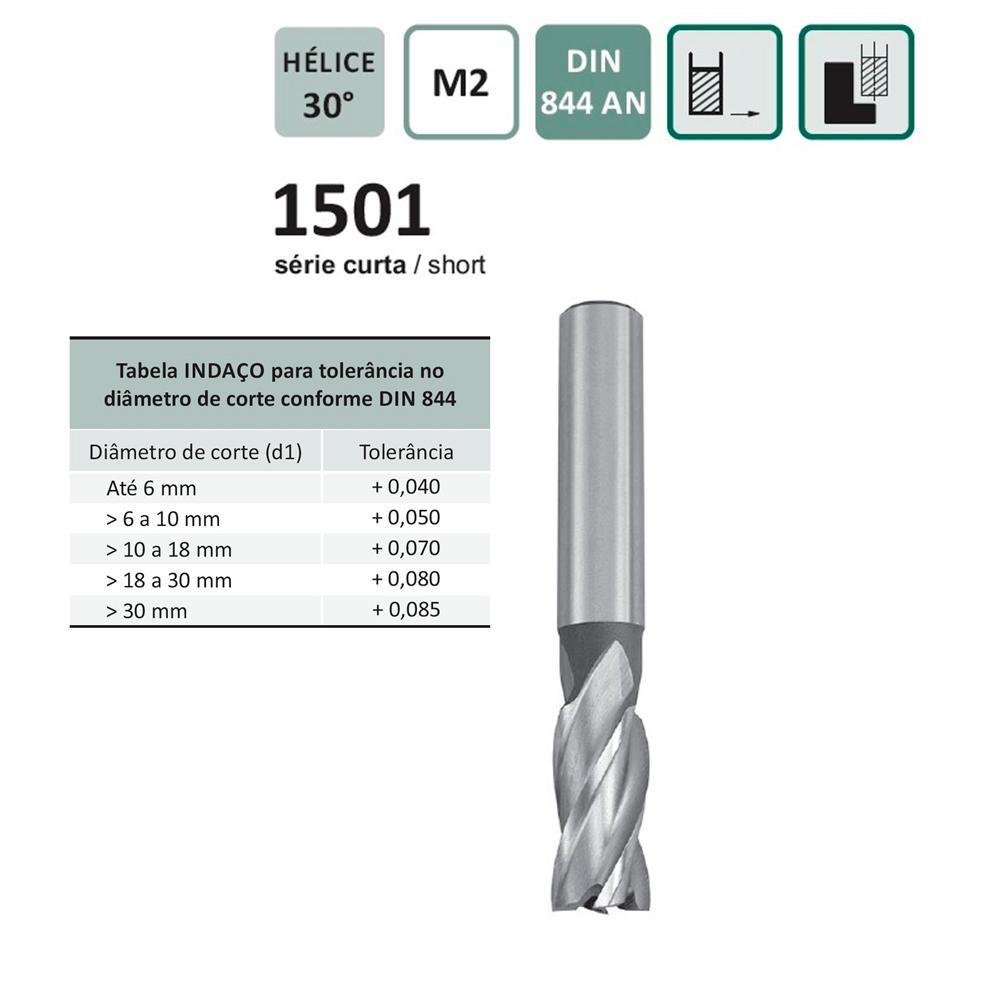 Fresa de Topo Haste Cilíndrica - 2,5x8x52x6x4 - 1501 INDAÇO-584320 - Imagem