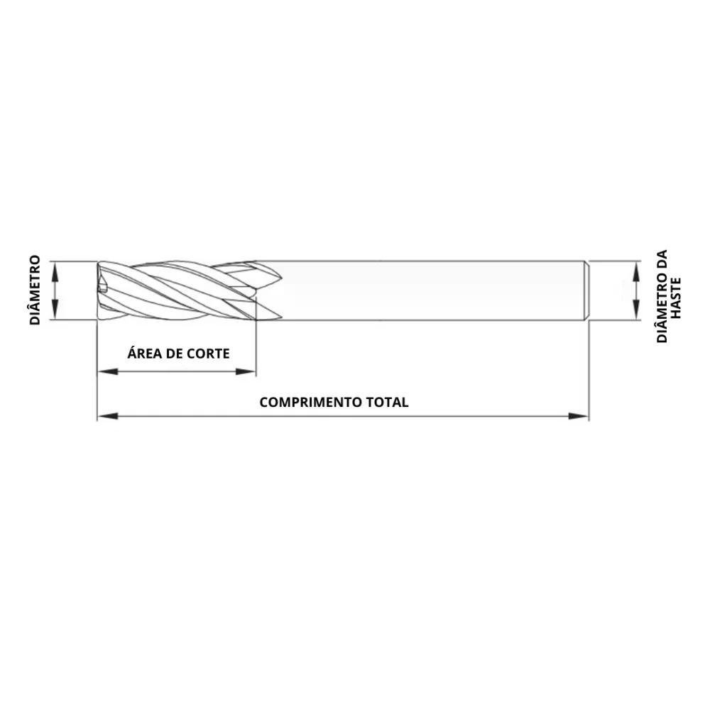 Fresa Esférica de Metal Duro 55Hrc 2,5Mm 2 Cortes WTOOLS-587147 - Imagem