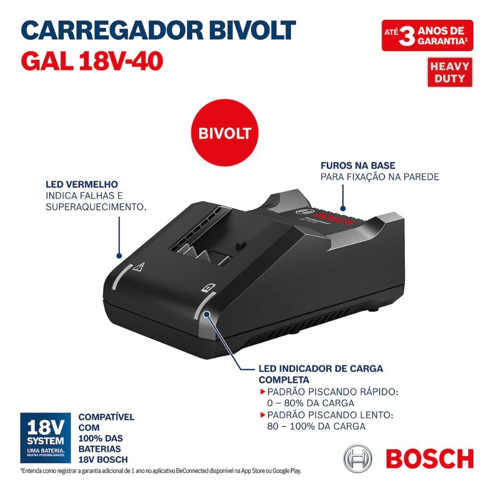 Carregador Rápido de Baterias 18V GAL 18V-40 Bivolt - Imagem