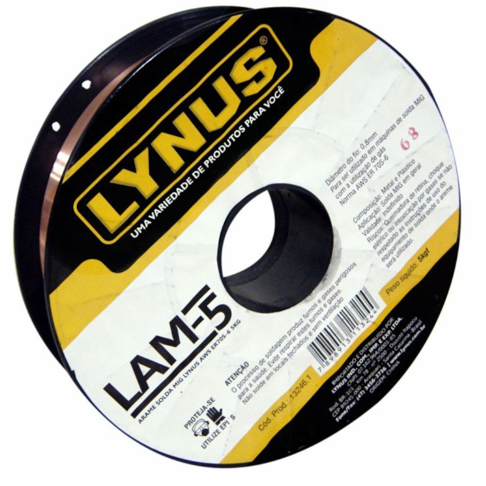 Rolo Arame de Solda MIG com Gás 0,8mm 5Kg-LYNUS-LAM-5