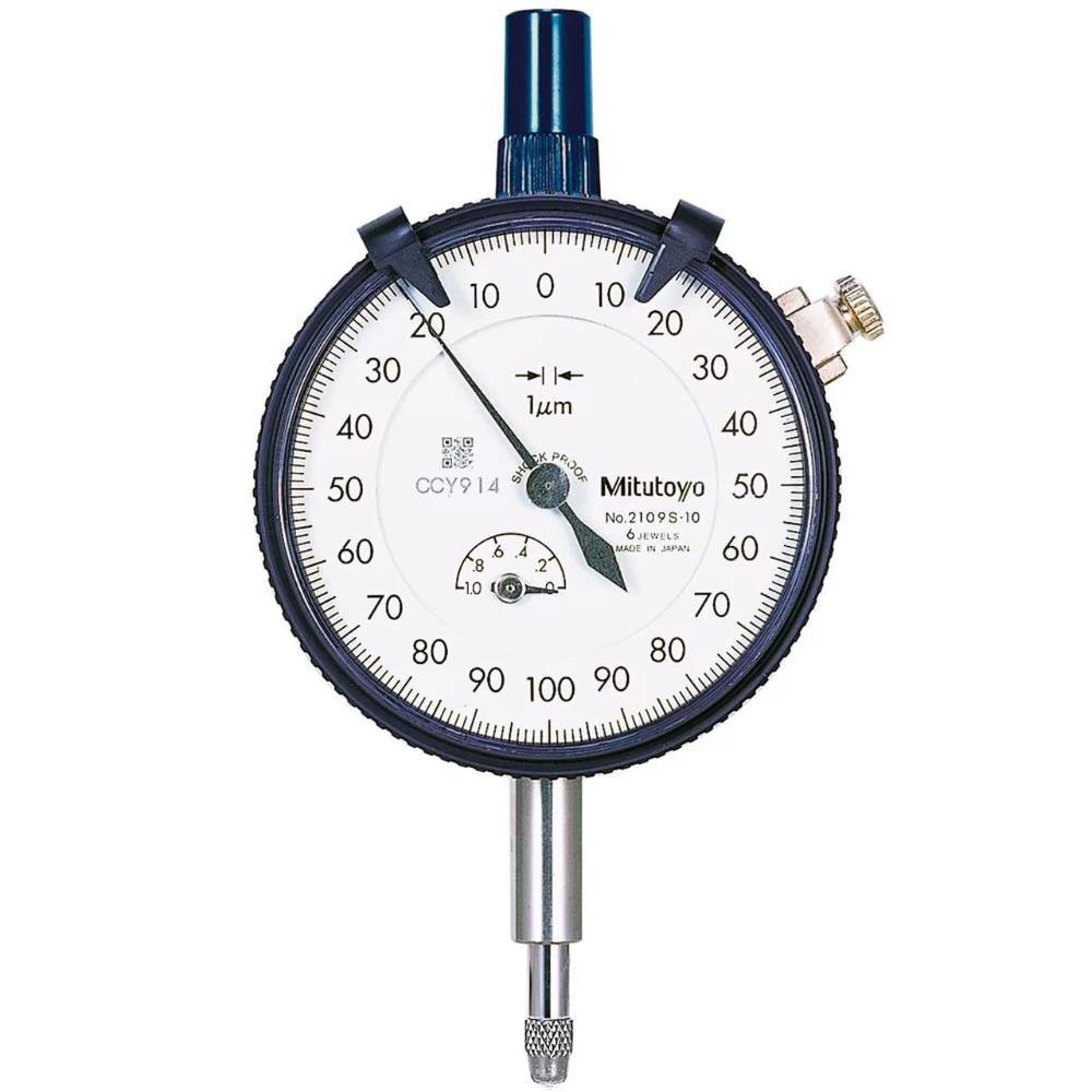 Relógio Comparador Analógico Alcance 1mm Resolução 0,001mm C/ Tampa Lisa Mitutoyo 2109AB-10 - Imagem zoom