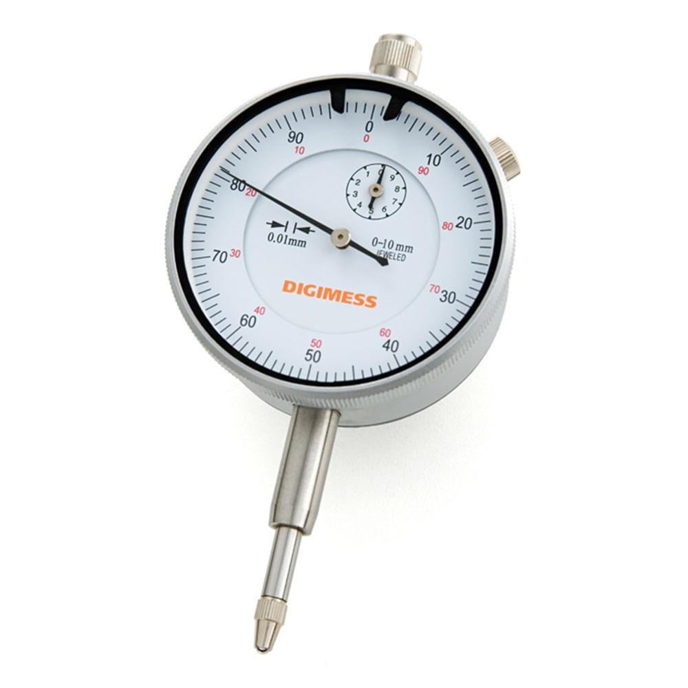Relógio comparador (0,01MM) Ponta de contato esférica Ø2,5mm em aço temperado Capacidade 0-5mm / 0,01mm Digimass 121.327 - Imagem zoom