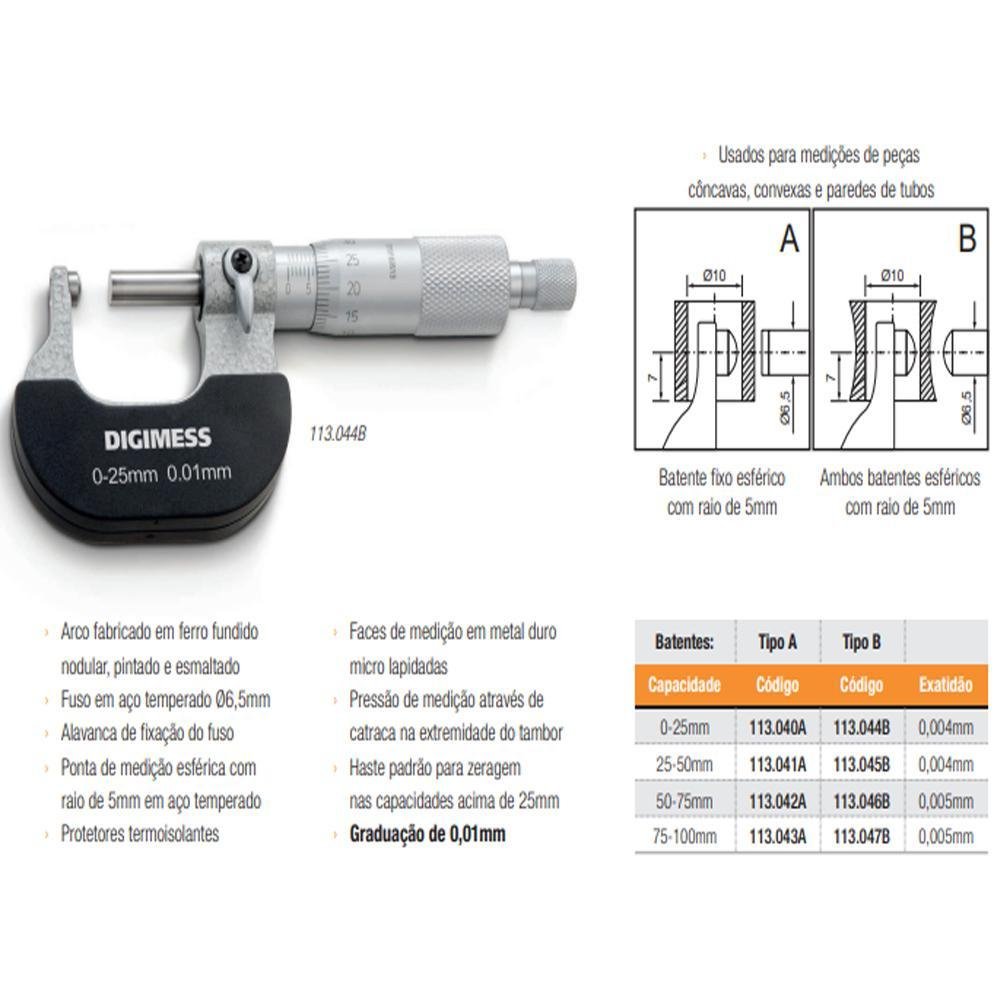 Micrômetro Externo Digitais Ressaltos - - DIGIMESS-571847