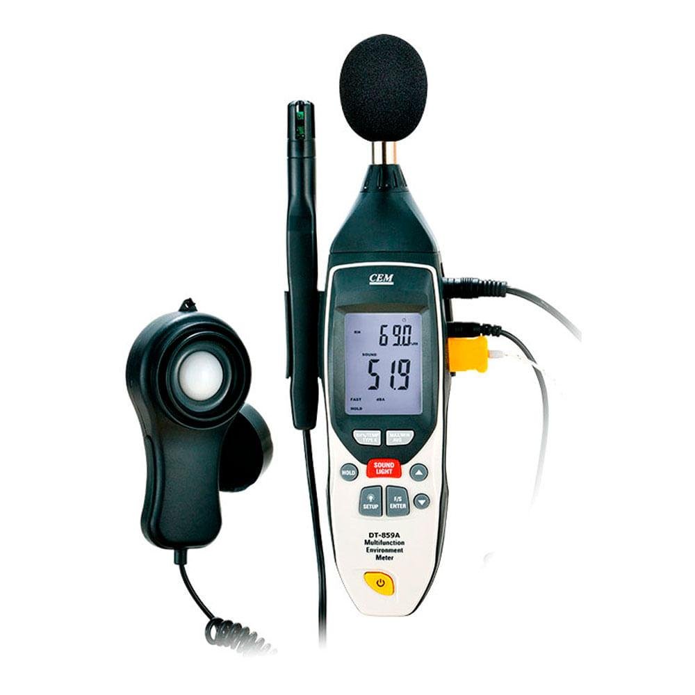 Medidor digital 5 em 1 termo-higrômetro decibelímetro termômetro luxímetro e anemômetro Interface USB Novotest.br by CEM DT-859B-NOVOTEST-227227