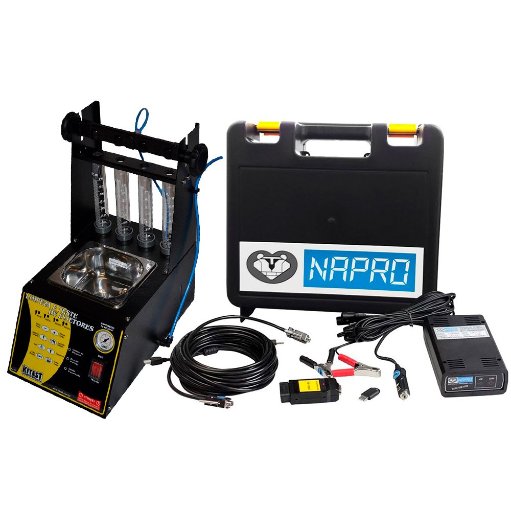 Kit Scanner Automotivo NAPRO-10101179/USB + Máquina de Limpeza e Teste de Injetores com Cuba 1 L-NAPRO-K1784