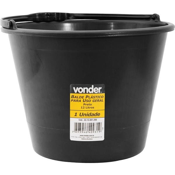 Balde plástico uso geral 12 litros VONDER-VONDER-3315001200